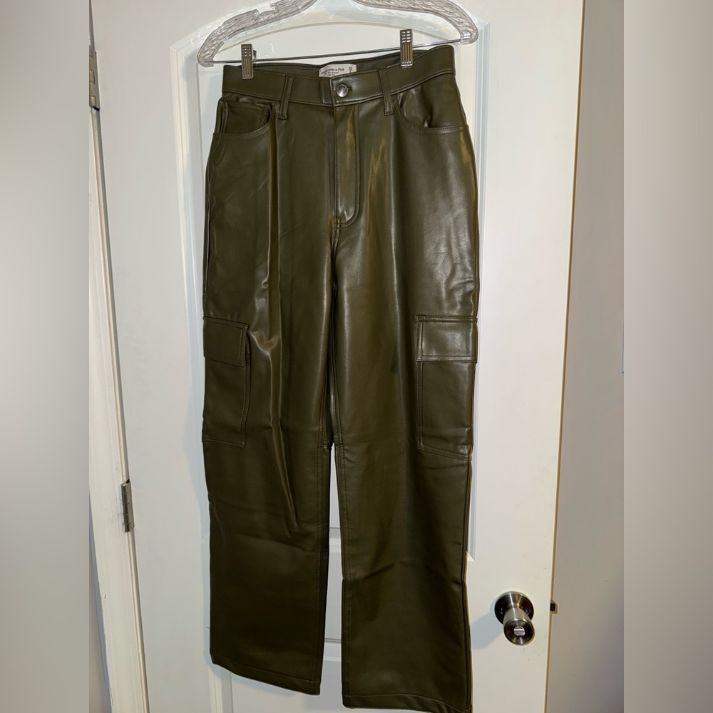 Abercrombie & Fitch Sage Green Faux Leather Pants